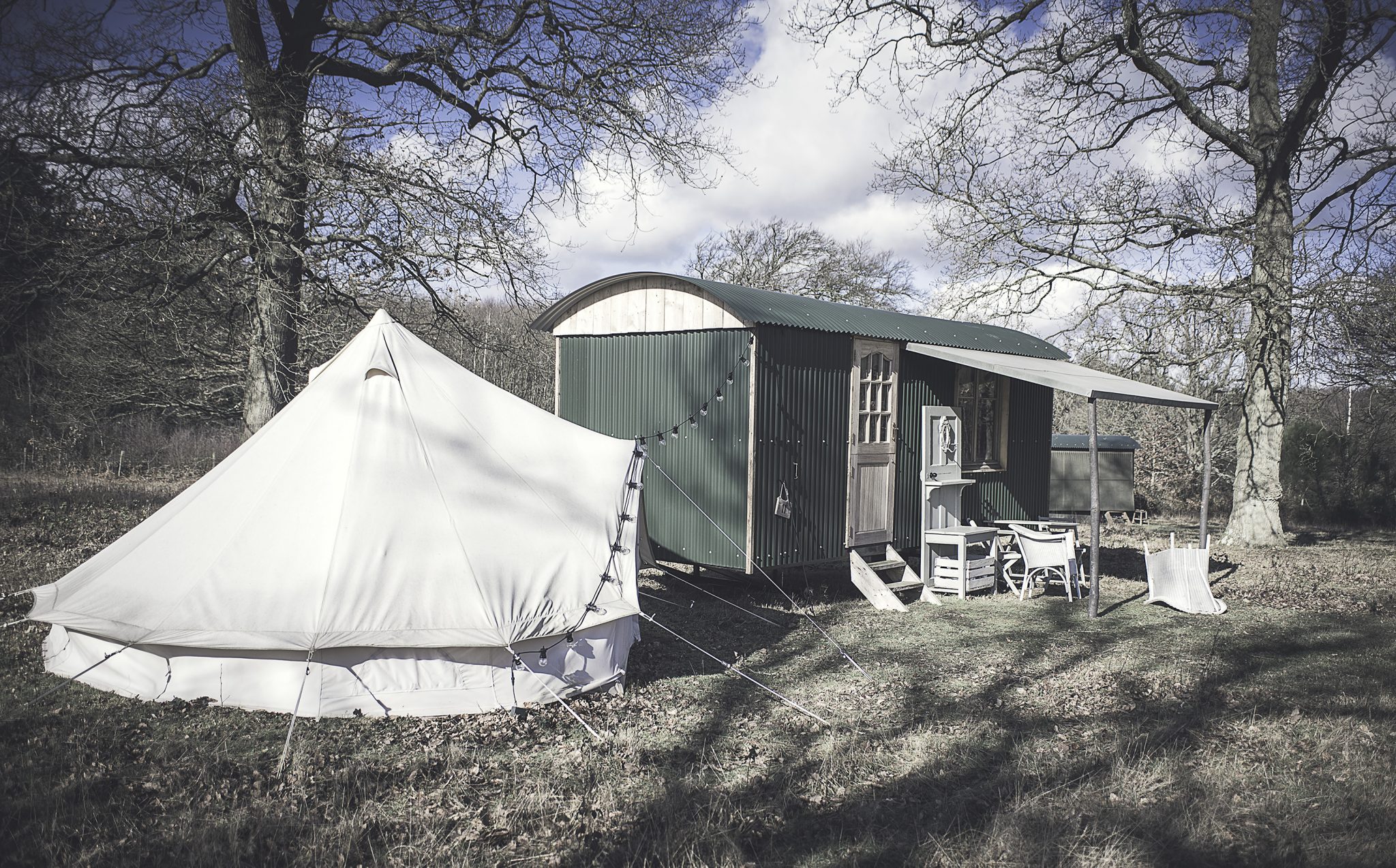 Sheperds hut and bell tent
