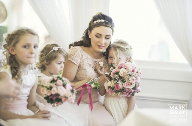 Bridesmaid and flower girls