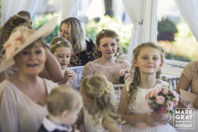 Flower girl becomes emotional during wedding service