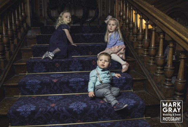 Kids on the stairs at Chilston Park Hotel