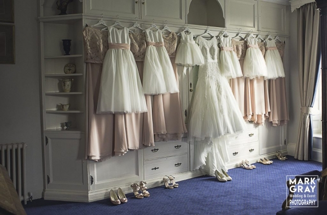 Bridal gown, bridesmaids and flower girls dresses