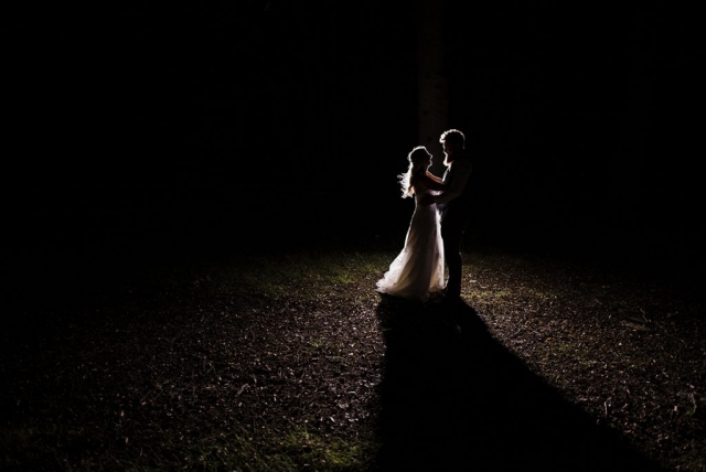 bride and groom at the dreys woodland wedding venue